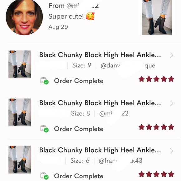 Black Chunky Block High Heel Ankle Booties - Picture 7 of 8